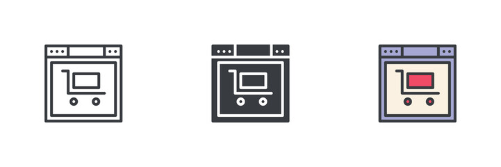 Online shopping different style icon set