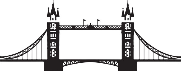 London tower bridge silhouette, London tower bridge vector art illustration
