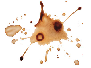 coffee stain splatter isolated on white background.