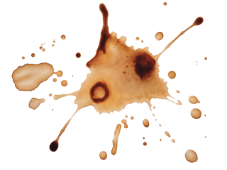 coffee stain splatter isolated on white background.