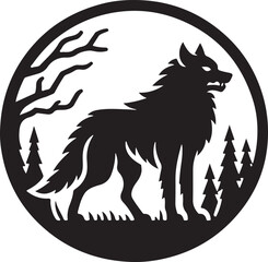 Werewolf Halloween Icon Vector Silhouette Minimalist Style