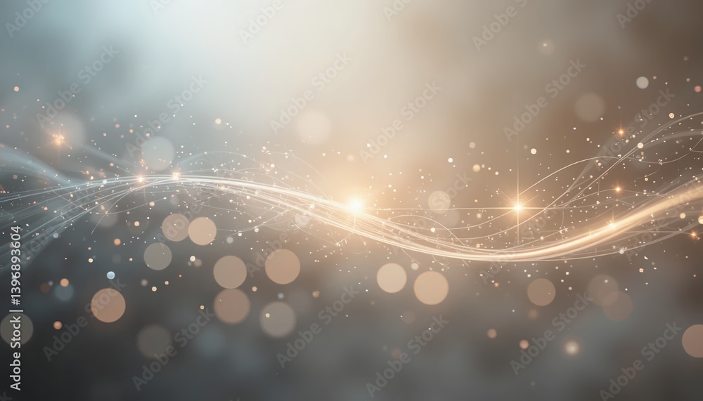 Poster illuminating abstract light waves digital space graphic design soft glow atmosphere close-up view vi