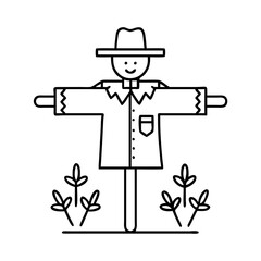 scarecrow icon, scarecrow line art - simple line art of scarecrow, perfect for scarecrow logos and icons