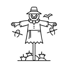 scarecrow icon, scarecrow line art - simple line art of scarecrow, perfect for scarecrow logos and icons
