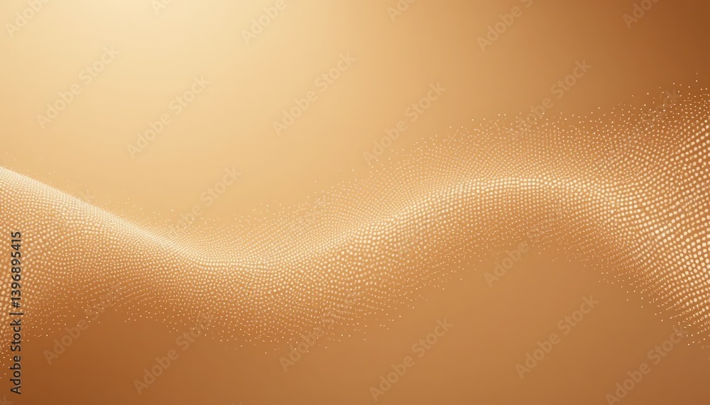 Poster flowing abstract waves of golden particles digital realm visual art smooth gradients close-up perspe