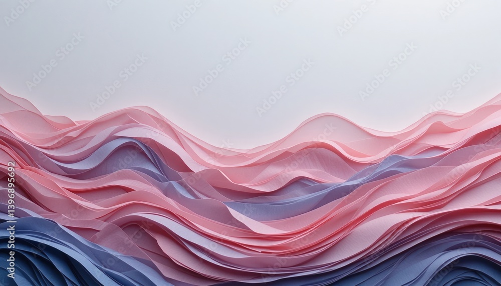 Poster dynamic waves of colorful paper layers abstract art textured background studio environment close-up 