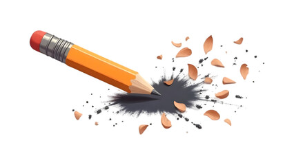 Broken Pencil with Flying Shavings
