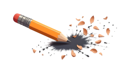 Broken Pencil with Flying Shavings
