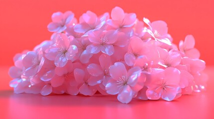 Fototapeta premium Gentle Pink Blossom Branches on Pastel Background in Photorealistic Focus