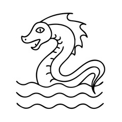 seaserpent icon, seaserpent line art - simple line art of seaserpent, perfect for seaserpent logos and icons
