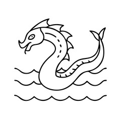 seaserpent icon, seaserpent line art - simple line art of seaserpent, perfect for seaserpent logos and icons