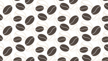 Abstract coffee beans background on cream background.