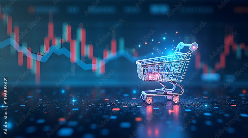 Poster high resolution visual of e-commerce competition dynamics: modern web interfaces, mobile apps, innov