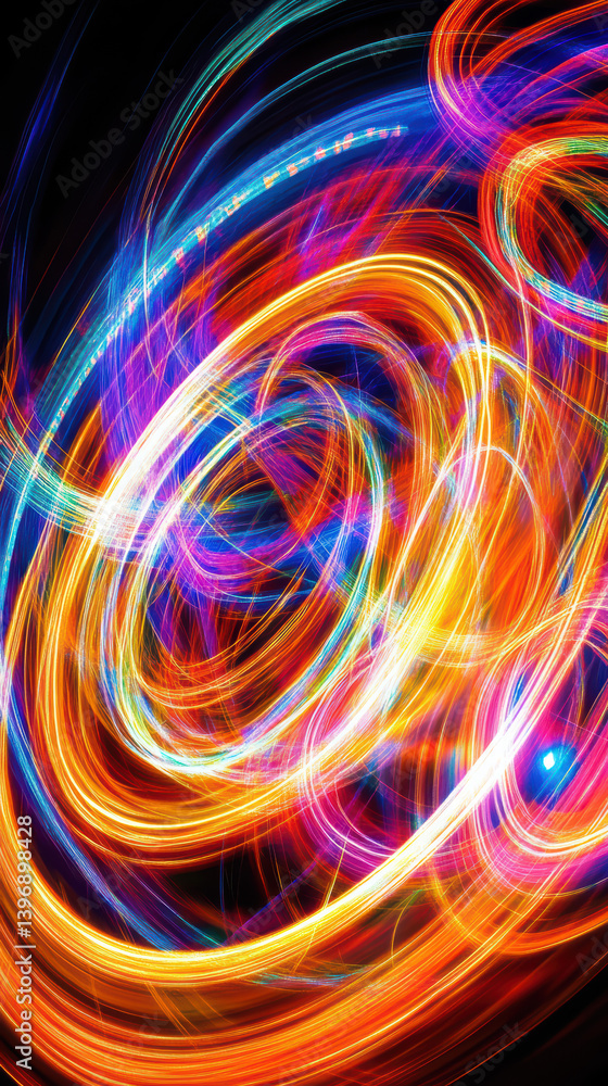 Poster abstract light trails: mesmerizing light trails swirl and dance in a vibrant display of color and mo