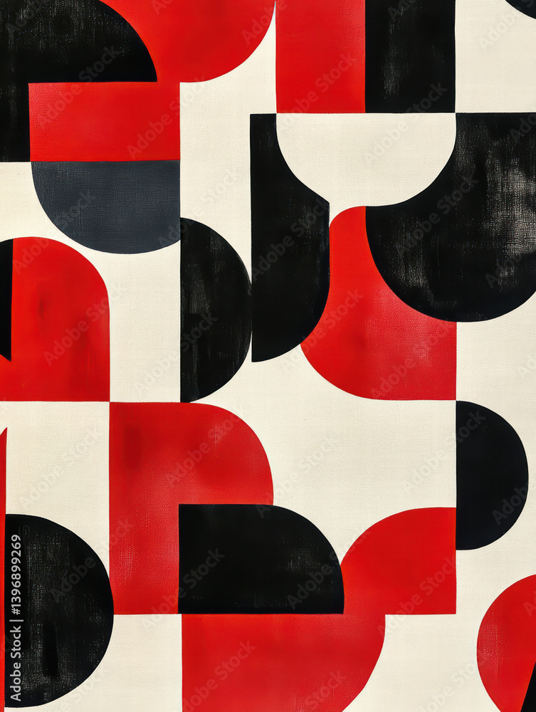 Poster geometric harmony: a contemporary abstract composition, where bold shapes and colors intertwine to c