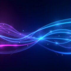 Fototapeta premium Futuristic abstract background with glowing neon circuit lines and particles on dark blue. Perfect for technology themes, digital interfaces, and sci-fi concepts.