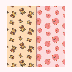 Dog and Pig Pattern Vector