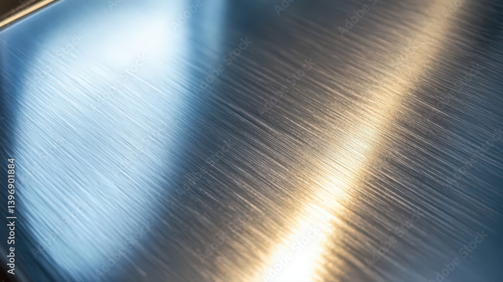Poster metallic surface with parallel lines and light reflections