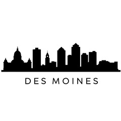 Obraz premium Des Moines Iowa Skyline Black Silhouette.