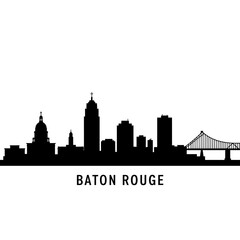 Obraz premium Baton Rouge Skyline Silhouette with Louisiana.