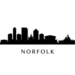 Naklejka premium Norfolk Virginia Skyline Silhouette.