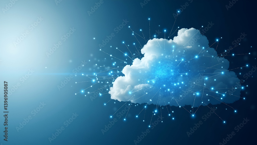 Poster professional visual illustrating cloud computing future trends with innovative digital analytics and