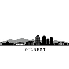 Obraz premium Gilbert with Arizona City skyline vector silhouette.