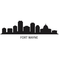 Obraz premium Fort Wayne Skyline Silhouette with Indiana USA.