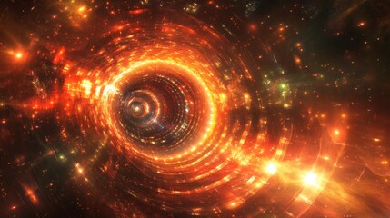 A fiery, swirling vortex tunnel through the cosmos.