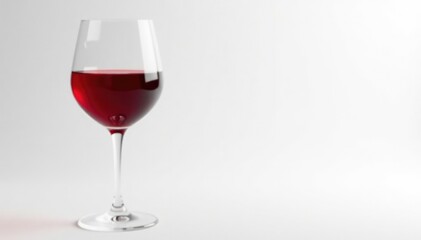 Single glass of red wine on pure white backdrop , wine bottle, pure