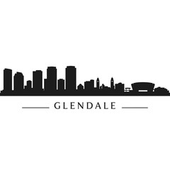 Naklejka premium Glendale Skyline Vector with Cityscape, and Silhouette.