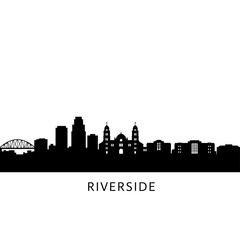 Fototapeta premium Riverside California Skyline Silhouette Vector.