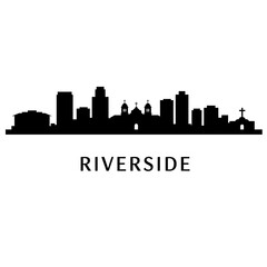 Naklejka premium Riverside Skyline Silhouette Cityscape Vector.