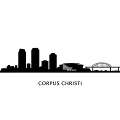 Fototapeta premium Corpus Christi Skyline Silhouette with Texas Cityscape.