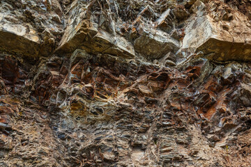texture of rock in mountains of kazakhstan. background of sharp stones