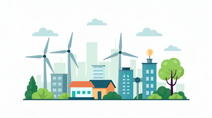 Flat Vector Illustration: Innovative Energy Market Insights Report with Real-Time Data Analysis & Forecasting for Strategic Investments