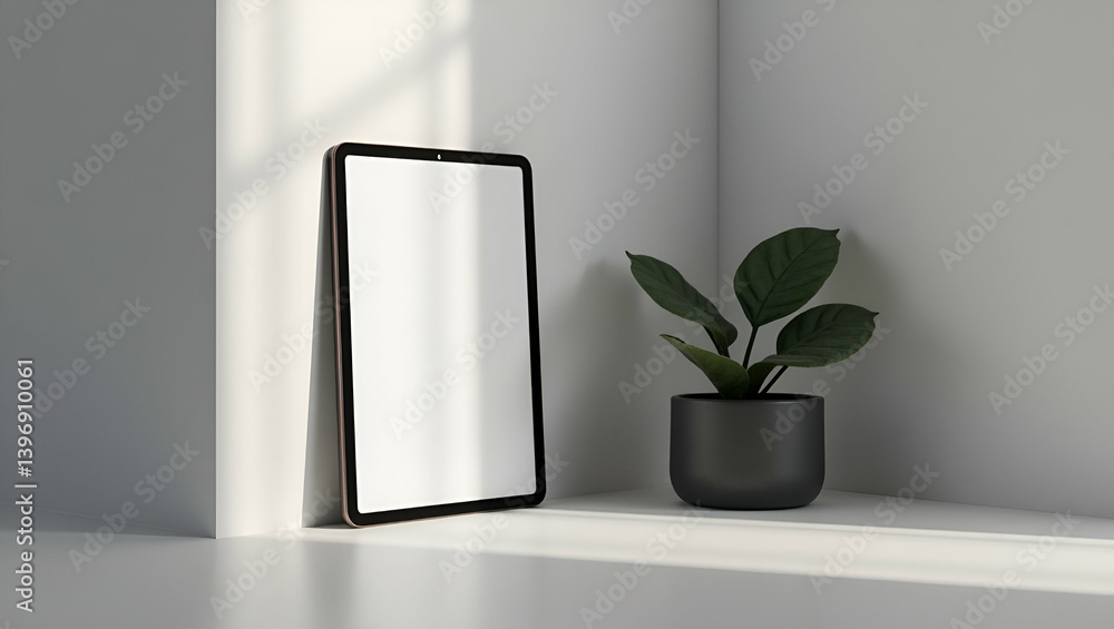 Poster elegant tablet mockup presentation: refined layout & digital interface for modern product display in