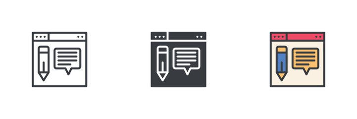 Content Creation different style icon set