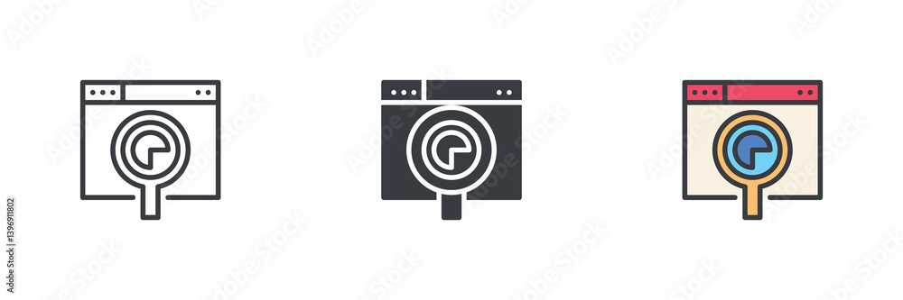 Poster search engine optimization different style icon set