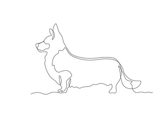 Abstract Corgi Dog, continuous single one line art hand drawing sketch logo