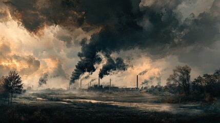 Apocalyptic Industrial Landscape: A Dark Reflection of Our Times