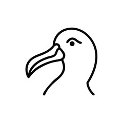 Albatross Head Icon Minimalist Black Line Drawing Sea Bird Vector Illustration