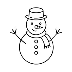 snowman icon, snowman line art - simple line art of snowman, perfect for snowman logos and icons
