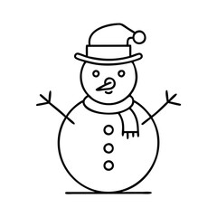 snowman icon, snowman line art - simple line art of snowman, perfect for snowman logos and icons