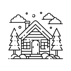 Fototapeta premium snowycabin icon, snowycabin line art - simple line art of snowycabin, perfect for snowycabin logos and icons