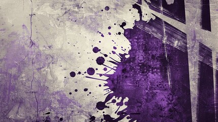 Abstract purple and gray textured background with splashes and brush strokes, ideal for artistic designs