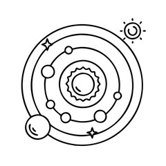 solarsystem icon, solarsystem line art - simple line art of solarsystem, perfect for solarsystem logos and icons