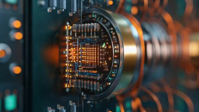 Quantum Computing Hardware: Capturing the intricate beauty of advanced quantum computing hardware. Experience the future of technology. 