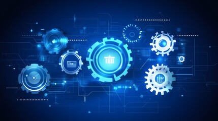 Fototapeta premium A network of interconnected gears symbolizing digital financial systems and technological processes.