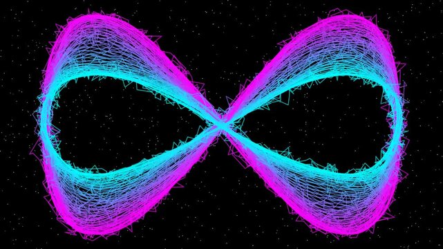 String theory of the universe with colorful string animation.